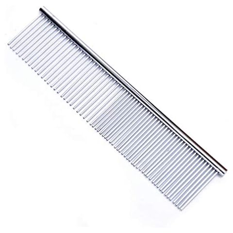 FFTONG Haustier Stahlkamm mit abgerundeten Enden Edelstahlzähne, Metall Cat Cat Dog zum Entfernen Cover