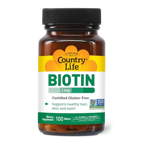Country Life Biotin 1mg Supports Healthy Hair, Skin & Nails,