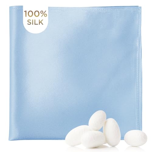 MANSPHIL Light Blue Pocket Squares for Men, 100% Silk Handkerchief for Tuxedo Suit Wedding Events Proms, Holidays, 11x11 Inch