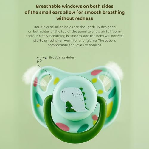 Image of StarAndDaisy Soft Silicone Baby Pacifiers with Unique Shape to Support Psychological Breathing, Teether & Pacifier for Newborns. (Green)