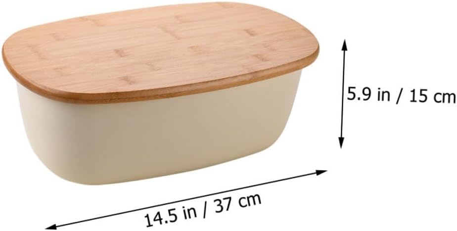 Bread Container with Oak Lid Oval Desktop Bread Box for Kitchen Counter for Toast and Cake Preservation