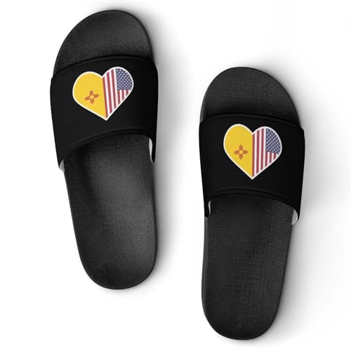 U.S. and New Mexico Flags Non Slip Slides Sandals for Women Men Quick Drying Shower Shoes for Bathroom Pool Beach