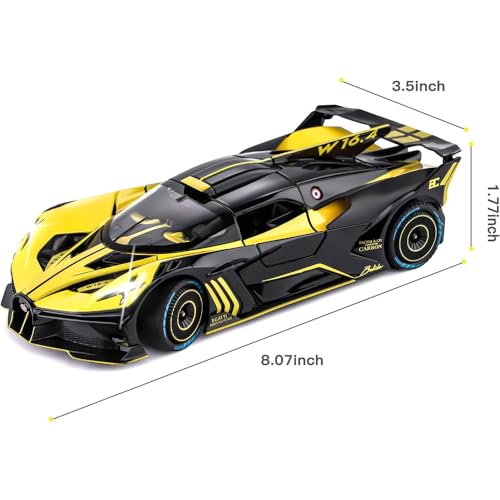 Image of New 1:24 Big Bugadi Bolide Diecast Alloy Metal Pull Back Car with Openable Doors Music Sound and Light Vehicle Toy Car for Kids Boys (Red)