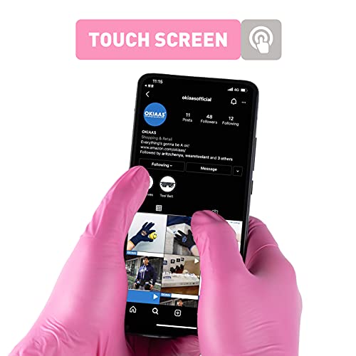 Image of OKIAAS Black /Pink Vinyl Disposable Gloves Latex Free, Food Grade, 5 mil, Cooking, Cleaning, Hair Dye, 50 /100 /200 /1000 Count