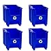 ReadySpace Commercial Industrial Heavy Duty Stackable Open-Front Recycling Bin Box Containers, 7 Gallon, 4 Pack, Blue