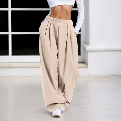 Pantalon ample chic à effet froissé coupe décontractée et jambes larges