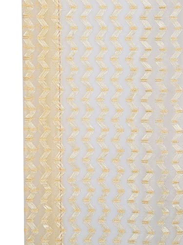 Image of Set of 2 Pcs Sheer Premium Lightweight Tissue Fabric Solid Gold Color Eyelet Door Curtain, 2 Pc Door Curtain 7ft