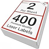 [400 Labels] Self Adhesive White Sticky Printer Labels for A4 2 per Sheet | A5 Sticky Printer 2 per A4 Sheet Address Labels | Laser Printer Labels 2 per Sheet for All Types of A4