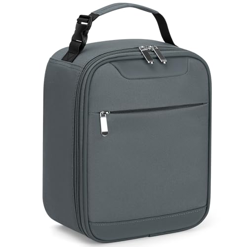 Tuwubi Lightweight Insulated Lunch Bag for Men Women & Kids - Portable Lunch Tote with Clip-On Handle for Work, School & Gym, 6 Can Capacity, Dark Grey