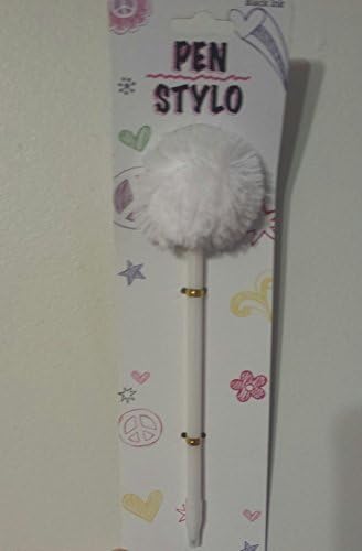 White Stylo Pom Pom Top Ballpoint Pen by Pen stylo