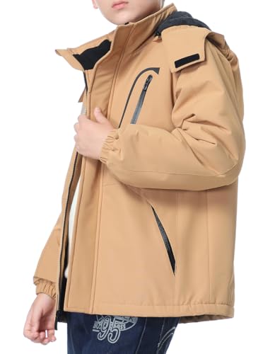 Image of Kid's Ski Jacket Waterproof Winter Coat Boy's and Girl's Fleece Snowboarding Jackets with Detachable Hood