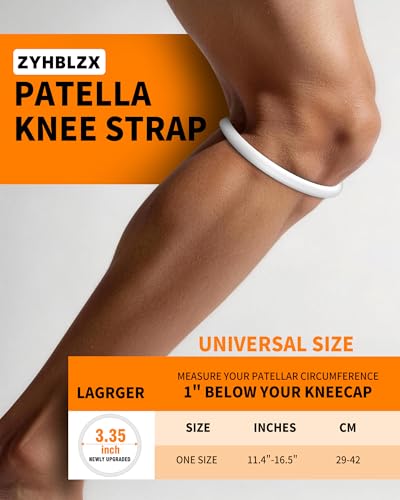 Image of 2PC Patellar Tendon Support Strap,Patella Band for Knee Pain Relief | Basketball, Running, Jumpers Knee, Tennis, Tendonitis, Soccer and Hiking, Women and Men, Silicone,Includes Storage Bag(White)
