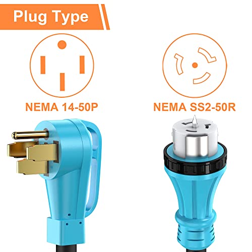 50 Amp 6.6 Feet Generator Extension Cord NEMA 14-50P Male to SS2-50R & CS6364 STW 6/3+8/1 AWG 125/250V Generator Power Cord Twist Lock Connectors for Generator to House UL Listed - Image 3