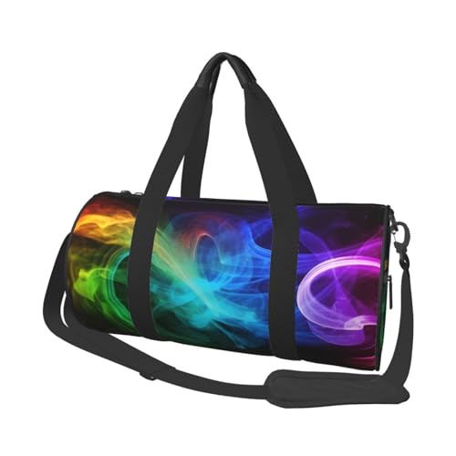 Sac de sport léger noir arc-en-ciel fumé - Grand sac de week-end et bagage à main mixte