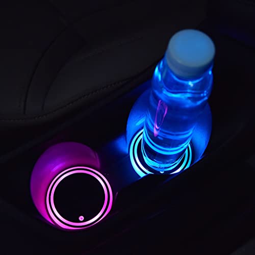 Led Car Cup Holder Lights,7 Colors Changing Usb Charging Mat Waterproof Cup Pad,Led Interior Atmosphere Lamp Decoration Light Car Accessories (2Pcs) #TOP2