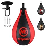 Box Speed Ball Set aus Maya Hide Leder – Punching Ball mit Halterung & Speedbag für Boxtraining, Reflex- & Fitnessübungen – Professionelles Box-Trainingsgerät für Zuhause & Fitnessstudio (Rot/Schwarz)