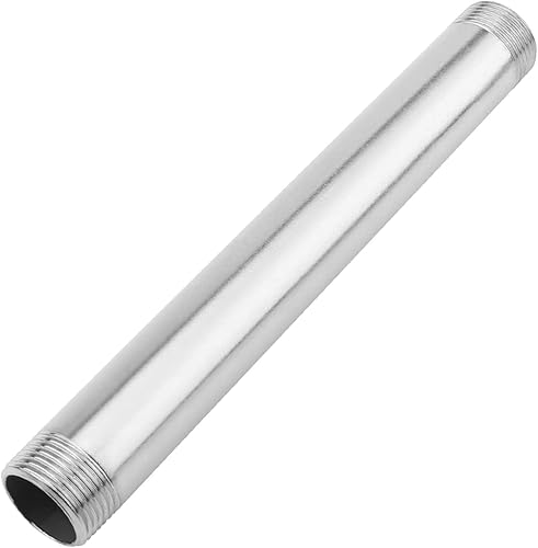 MroMax 1 Uds. G1-1/4 304 Accesorios de tubería de acero inoxidable G1-1/4 X G1-1/4 rosca macho Tubería redonda 7.874 in de longitud recta pezón