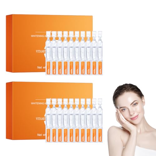 Sérum Facial Iluminador en Ampollas Desechables, 2 Cajas de 30 Unidades con Vitamina C, Anti Aging Serum, Fórmula Antimanchas & Uniformidad del Tonos, Hidratación Intensa, para Piel Radiante