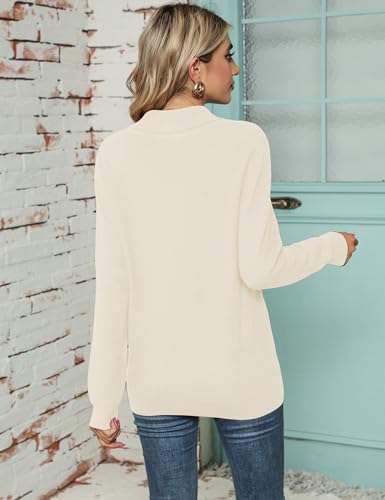 Ivicoer Womens Sweaters Collared V Neck Pullover Ladies Knit Long Sleeve Tops Casual Fall Winter Dressy Trendy Beige thumb #3