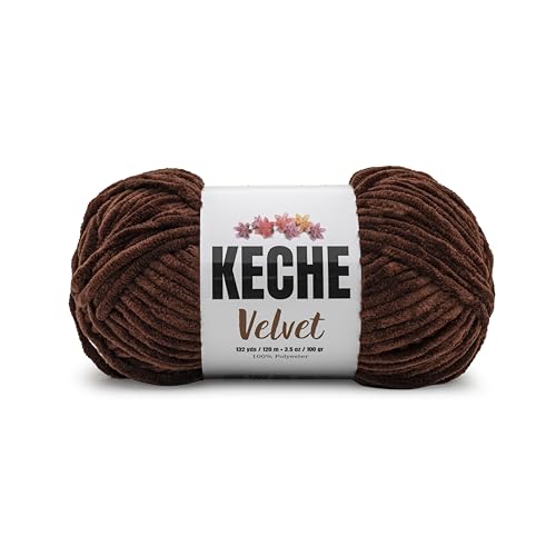 Image of Keche Velvet Yarn for Crocheting, Soft Chenille Bulky Baby Blanket Amigurumi Yarn 100 gr (132 yds) - Brown