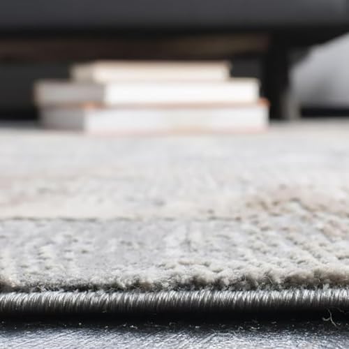 Image of Super Soft Art Collection Abstract Modern Classical Design Carpets Highest Density Silk Carpets for Home Living Room Bedroom /Hall (3x5 Feet (90x150 cm) Cream /Grey)