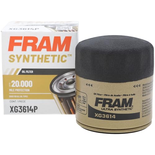 Image of FRAM Synthetic XG3614P 20K Mile Change Automotive Replacement Engine Oil Filter for Synthetic Oil Changes, Premium Vehicle Engine Protection Oil Filter for Select Vehicle Model Years