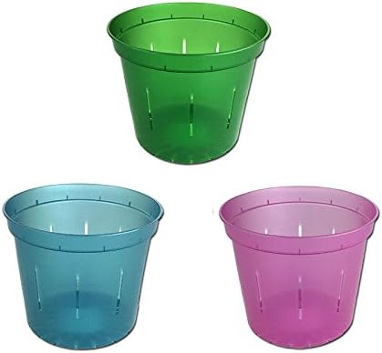 4 Slotted Clear Orchid Pots - 3 Pack (Green Emerald, Blue Sapphire, and Rose Quartz)