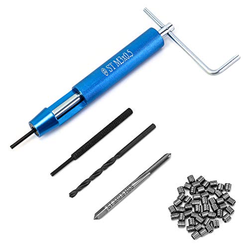 QWORK Thread Repair Installation Kit, M3 x 2D Stainless Steel Thread Insert Combination Tool Set 50pcs