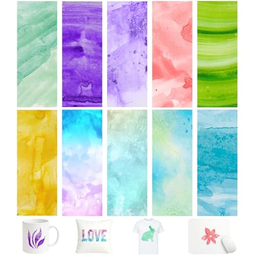 TriUnytion Infusible Transfer Ink Sheets 10 Stück/Set Vorgefärbtes Sublimationspapier 11 5 x 30 5 cm Unschmelzbare Tintenblätter Transferpapier für T-Shirt Tasse Untersetzer (Mehrfarbig)