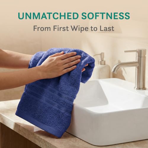Image of MYTRIDENT Trident Hand Towels, 100% Cotton, Highly Absorbent, Super Soft, 2 Piece Hand Towel Set, 400 GSM, Hand Towel Set of 2, Gym Spa Towel, Comfort Living Towel-New Navy