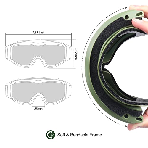 Image of xaegistac Tactical Goggles Anti fog-Airsoft Tactical Glasses | with Interchangeable Lenses,Ballistic Military Goggles for Shooting Hunting Outdoor Sports