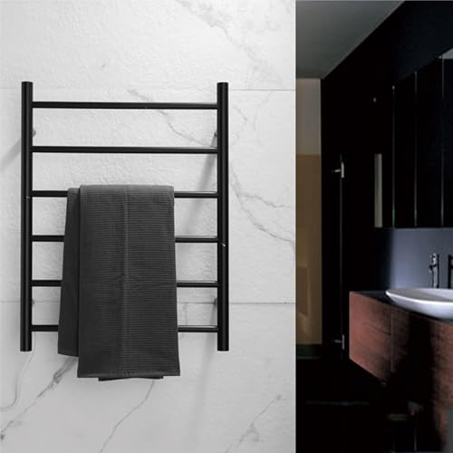Sèche-serviettes électrique noir 304 inoxydable au design mural épuré - 4