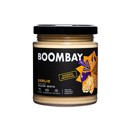 Image of BOOMBAY Garlic Vegan Mayo (190g) | Plant-Based Eggless Creamy Mayonnaise | Used as Salad Dressing, Dip for Falafel & Spread for Burger | Cold-Pressed Oil, Zero Refined Sugar, No Artificial Ingredients