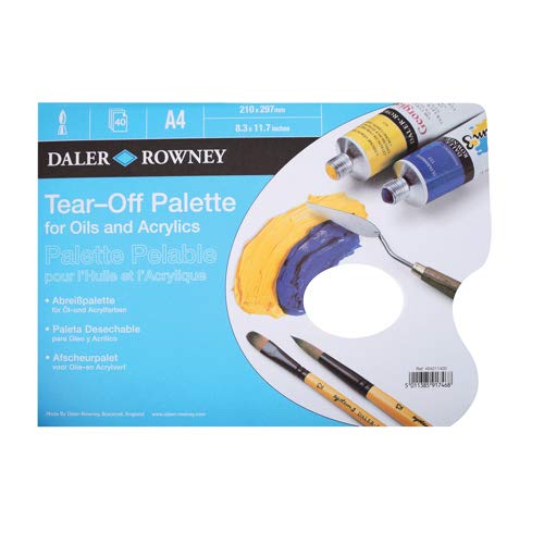 Daler-Rowney Tear Off Palette for Oil & Acrylic A4 Size, 40 Sheets, Ideal for Artists Students & Hobbyists