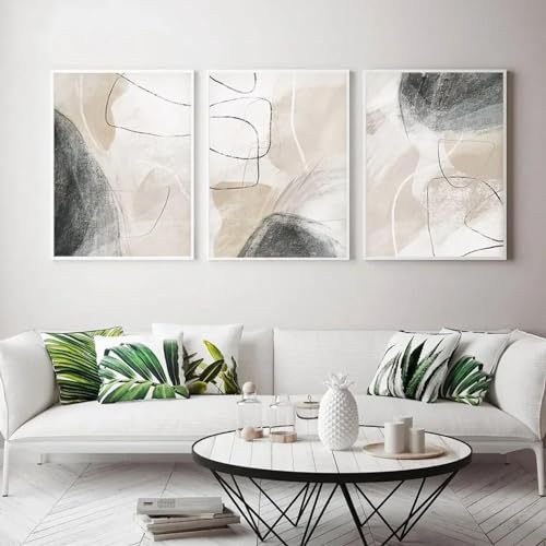 Toile bohème sans cadre BIEMBI, lot de 3 affiches minimalistes déco 20x30 cm