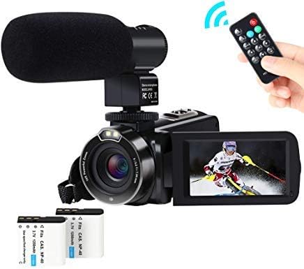 Video Camera Camcorder,ACTITOP 1080P FHD Camcorder 24.0MP 16X Digital Zoom Vlogging Camera for YouTube with Microphone, Remote Controller and 2 Batteries