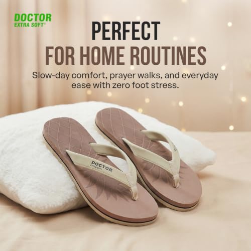 Image of DOCTOR EXTRA SOFT Women's Soft Slippers & Flip Flops, Orthopedic Cushioned Footbed, Lightweight Shock Absorbing Anti-Skid Comfortable Ladies Footwear for Walking, Home, Bathroom & Everyday Wear D-05
