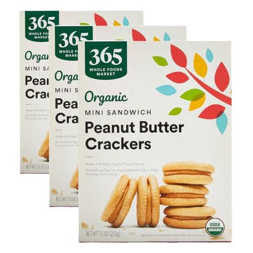 Image of 365 by Whole Foods Market, Organic Peanut Butter Mini Sandwich Crackers, 7.5 Ounce (Pack of 3)