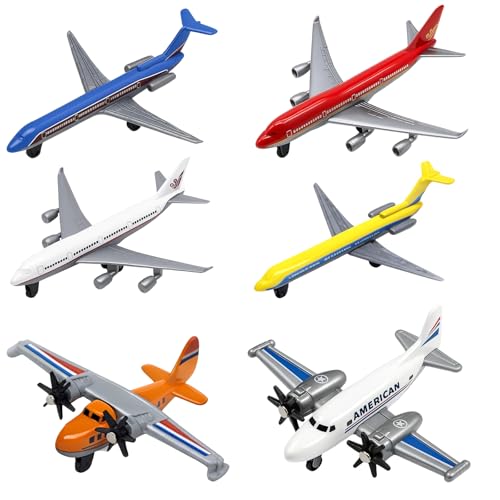 QhgPnt Aeroplane Toys For Kids, 6 Pack Diecast Airplane Toys, Alloy Planes Model Set, Outdoor & Indoor Play, For Boys & Girls, Size 4.13 * 2.67 Inches