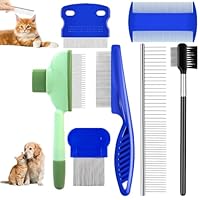 Katze Hund Flohkamm, 7 Stück Katzen und Hunde Pflegekamm, Fellkamm für Katzen und Hunde, Selbstreinigender Pflegekamm, Pet Hund Katze Pflege Kamm, Floh Tränenfleckentferner Kamm