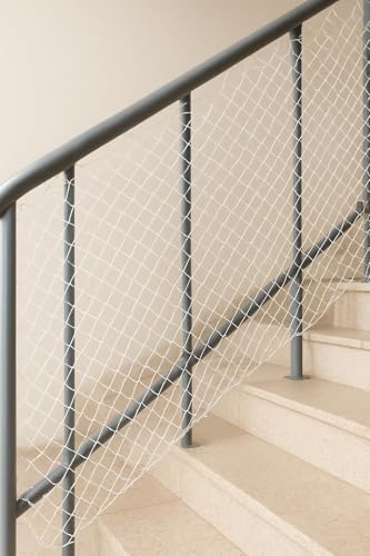 Image of AMZ Nylon Net for Balcony & Terrace Railing | Stair Railing Net | Heavy-Duty Child & Pet Safety Net | UV Resistant Nylon Mesh | Indoor & Outdoor Protection | White | 12PLY(1MM) (4ft x 10ft)
