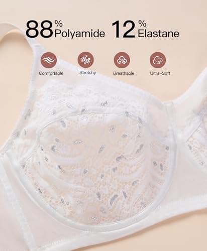 Image of Minimizer Bras for Women Full Coverage Lace Unlined Underwire Bras