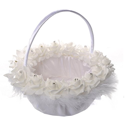 Alextry - Cesta de satén para Boda, diseño romántico de Flores de Cristal Cover