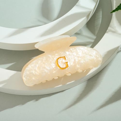 Image of LILIE&WHITE Acrylic Letter Hair Clips For Women Stylish G Monogram Hair Claw Alphabet Hair Clip Fashion Glitter Claw Clip Elegant And Durable Hair Accessory Large Hair Clips G
