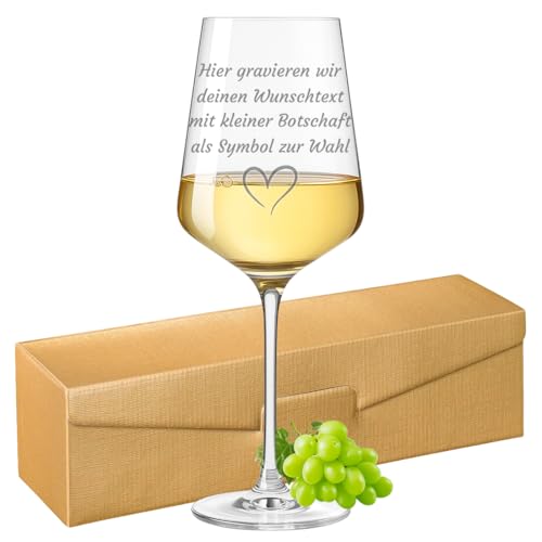 Weinglas mit Gravur personalisiert mit Wunschtext, 560 ml Weißwein-Glas als Geschenk zu Geburtstag oder Hochzeit - tolle Geschenkidee für Frauen, Männer, Mama & Papa