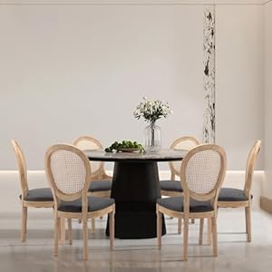 Soarflash french dining chairs set of 6 vantage dining chair with round back farmhouse country rattan dining chair for kitchenbedroomdeep grey  urban country home decor