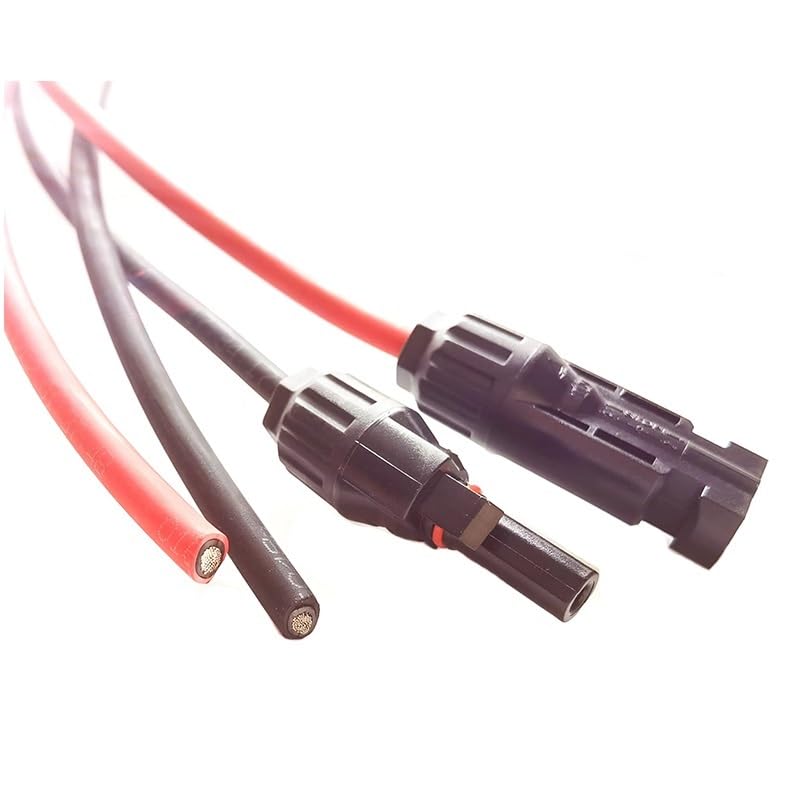 1 Pair Solar Panel Extension Cable Copper Wire Black and Red with Solar Connector Solar PV Cable 6/4/2.5 mm2 10/12/14 AWG(10m,10 AWG-6mm2)