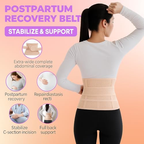Image of Postpartum Belt After Delivery - Abdominal Belt for Women Tummy Control | Pregnancy Belts After Delivery | Maternity Belt After C-Section | Abdominal Binder for Post Pregnancy Recovery (Universal) (Beige+)