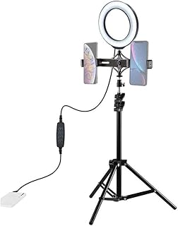 Fill Light White USB Controller Video Ring Light With 110CM Tripod Light Stand Dual Phone Clip For Tik Tok Youtube Live Streaming 6.2 Inch Ring Light (Color : White, Size : 6.2inch)