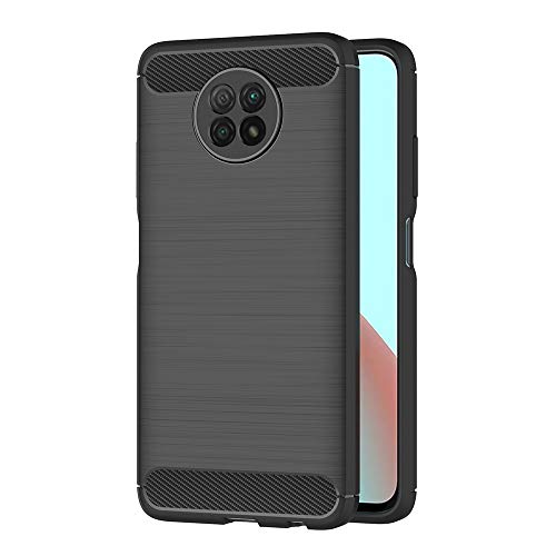 AICEK Capa compatível Xiaomi Redmi Note 9T / Redmi Note 9 5G, preto silicone capas para Redmi Note 9 5G capa Redmi Note 9T fibra de carbono capa case (6,53 polegadas)
